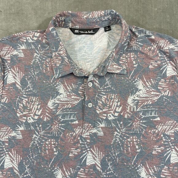 Travis Matthews Mens Gray Palm Print Polo Shirt Short‎ Sleeves Size XL - Picture 2 of 6